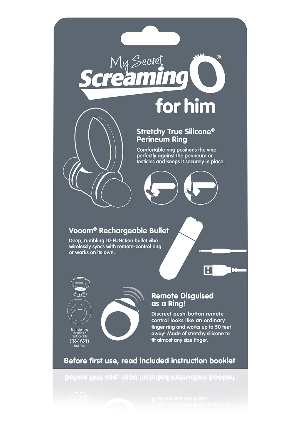 My Secret  Bullet and Ring for Him - Grey