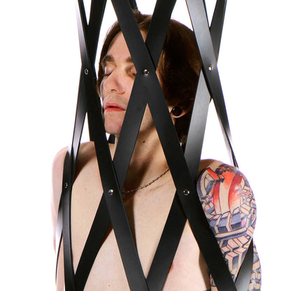 Hanging Rubber Strap Cage - Black