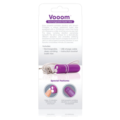 Charged Vooom Rechargeable Bullet Vibe - Purple Vibe - Purple