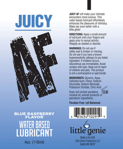 Juicy Af - Blueberry Water Based Lubricant - 4 Oz