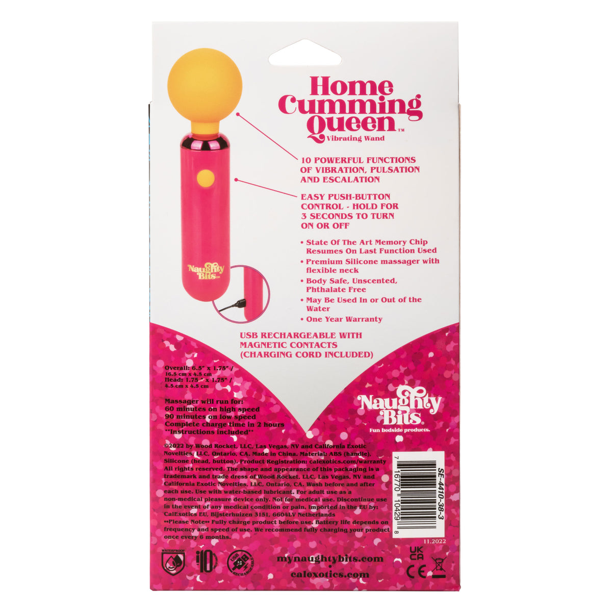 Naughty Bits Home Cumming Queen Vibrating Wand - Orange/pink