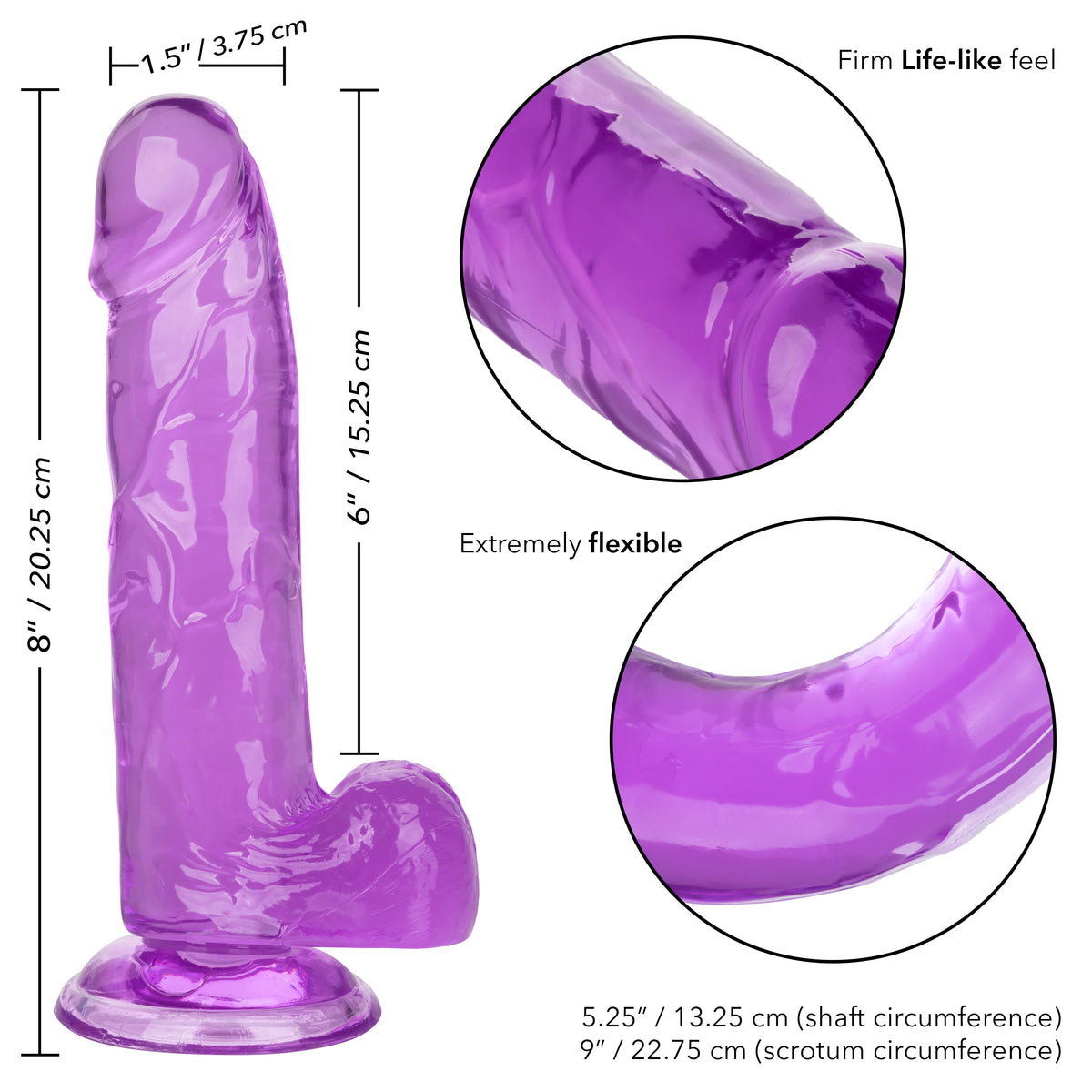 Size Queen 6 inch/15.25 Cm - Purple