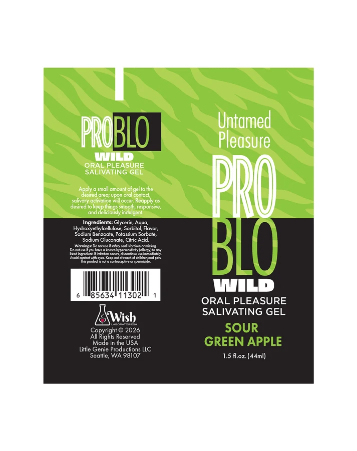Problo Wild, Oral Pleasure Salivating Gel, Sour Green Apple 1.5oz - Vegas Back Room