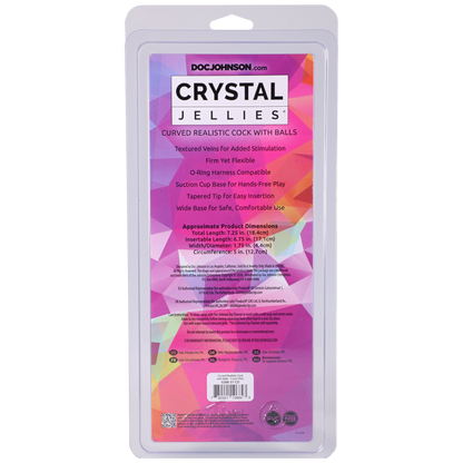 Crystal Jellies - Curved Realistic Cock With Balls - 7 Inch Teal