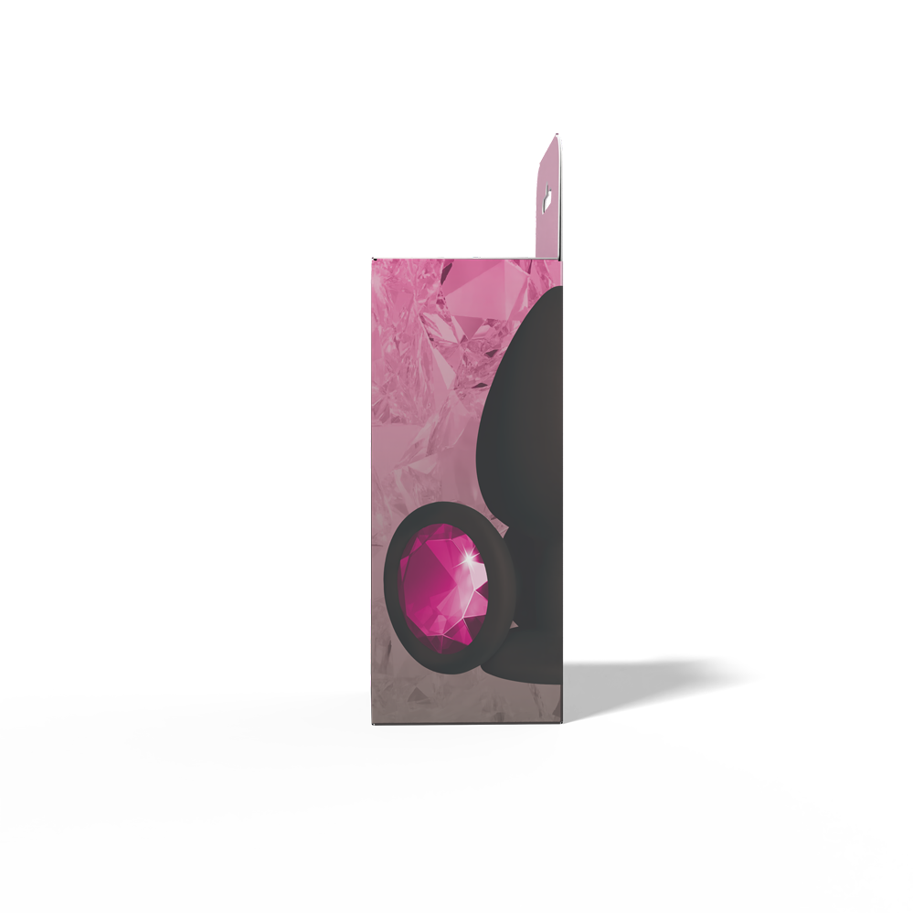 Gemma Pink Gem Black Silicone Plug - Large