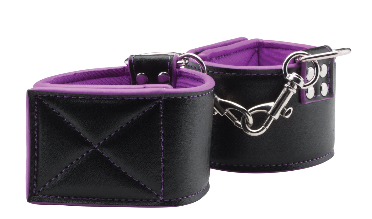 Reversible Ankle Cuffs Premium Bonded Leather and  Neoprene - Purple