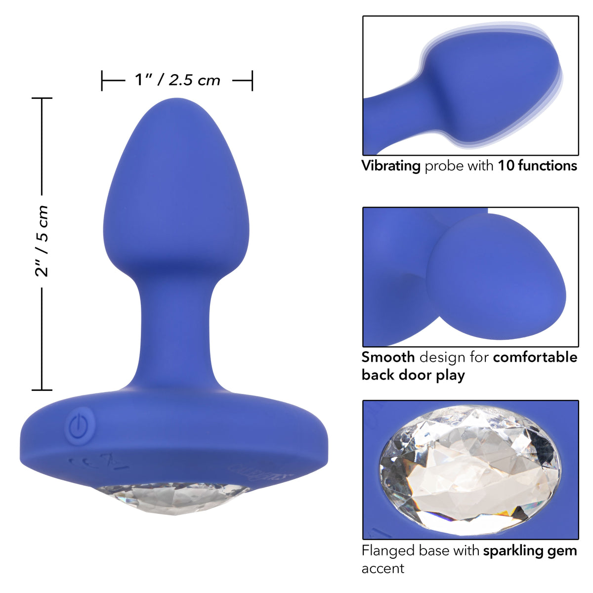 Cheeky Gems - Small Rechargeable Vibrating Probe - Vibrating Probe - Blue