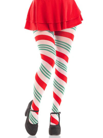 Lane Holiday Ribbon Striped Tights - Green/red - Os