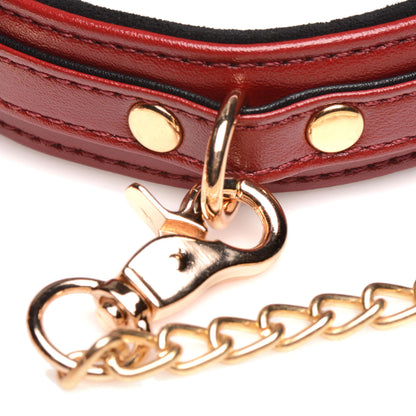 6 Piece Burgundy Bondage Set Burgundy Cuffs,  Collar and Leash