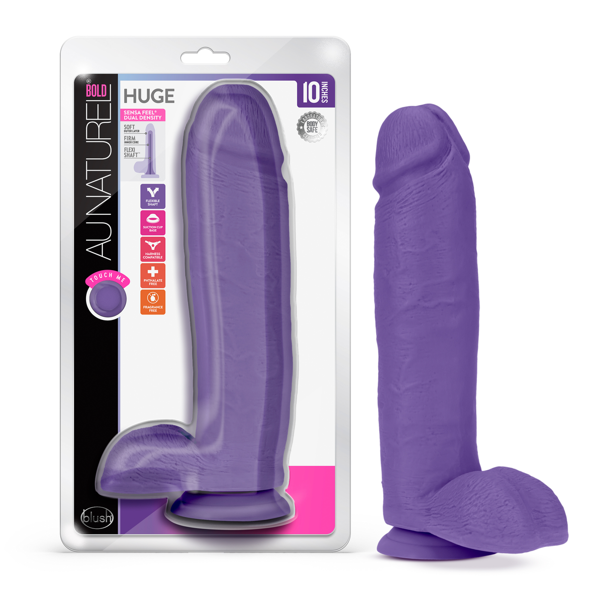 Au Naturel - Bold - Huge - 10 Inch Dildo - Purple