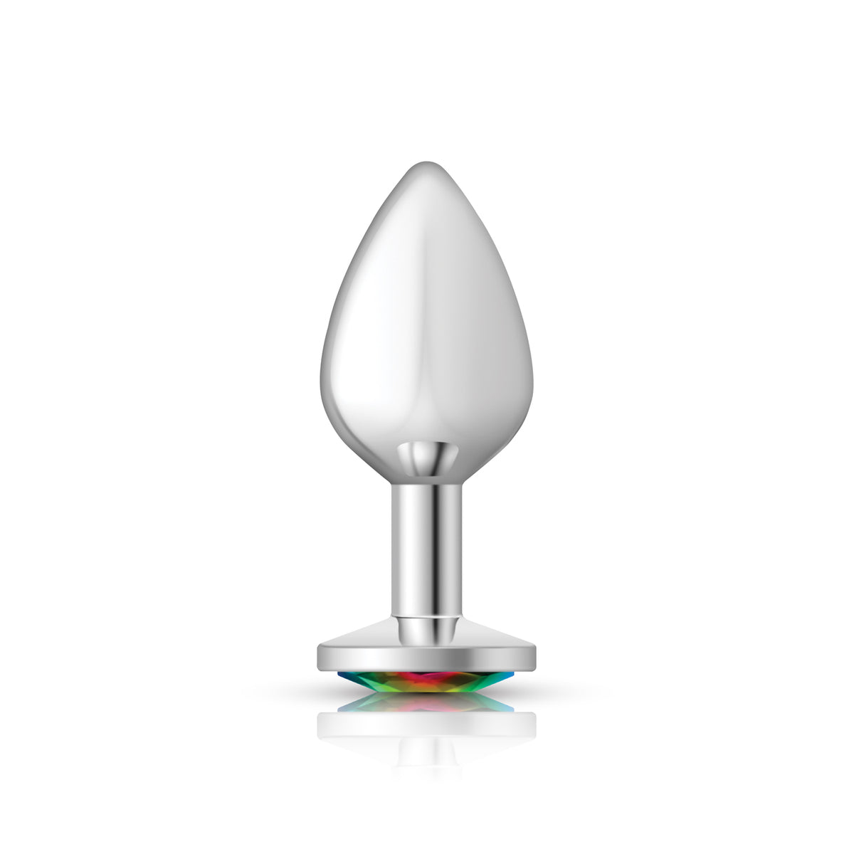 Rainbow Round Gem Silver Metal Plug - Md