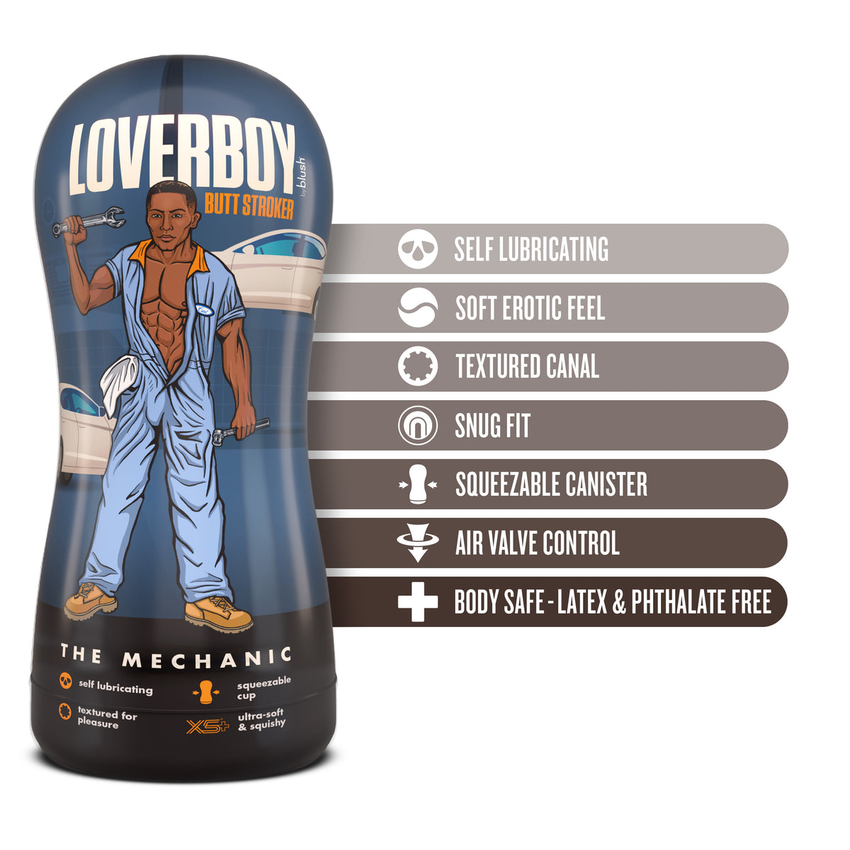 Loverboy - the Mechanic - Self Lubricating Stroker - Brown