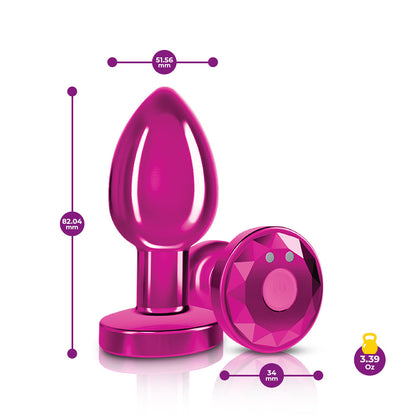 Vibrating Pink Metal Remote Plug - Medium