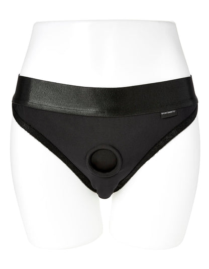 Em. Ex. Active Harness Wear Crotchless Silhouette - Black - Extra Large
