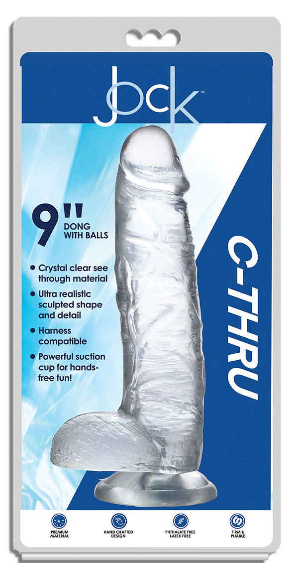 Jock C-Thru 9 Inch Dong With Balls - Clear