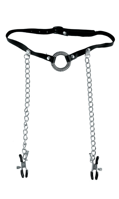 Fetish Fantasy Series Limited Edition O-Ring Gag and Nipple Clamps - Black