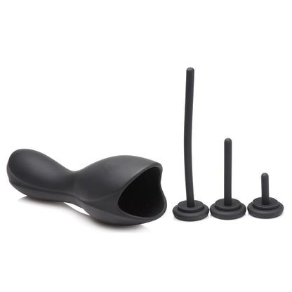 10x Vibrating Penis Head Teaser With Urethral Sounds - Black